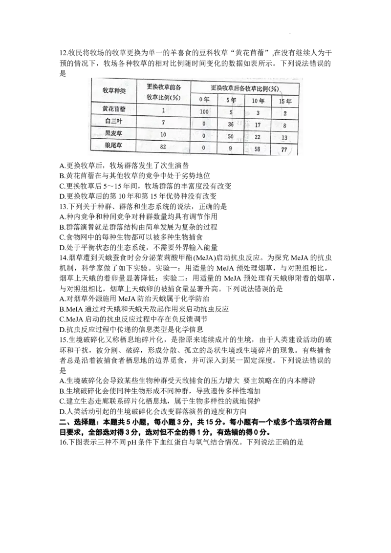 山东省德州市2023-2024学年高三上学期1月期末生物试题(无答案)_2024届山东省德州市高三上学期期末考试_山东省德州市2024届高三上学期期末考试生物