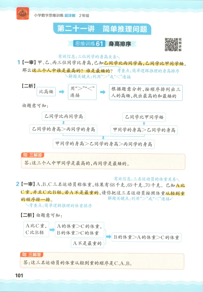 答案_25秋小学语数英习题试卷_数学_25秋《王朝霞数学思维训练超详解》1-6年级上_王朝霞数学思维训练超详解2