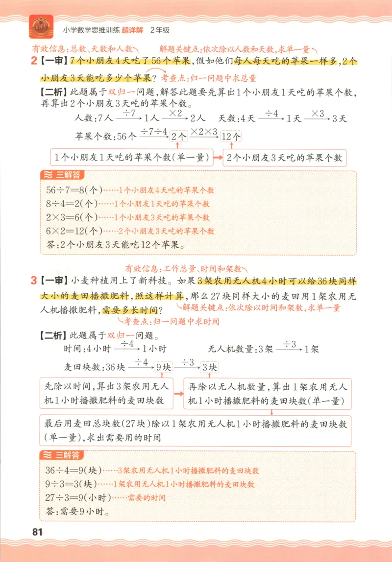 答案_25秋小学语数英习题试卷_数学_25秋《王朝霞数学思维训练超详解》1-6年级上_王朝霞数学思维训练超详解2