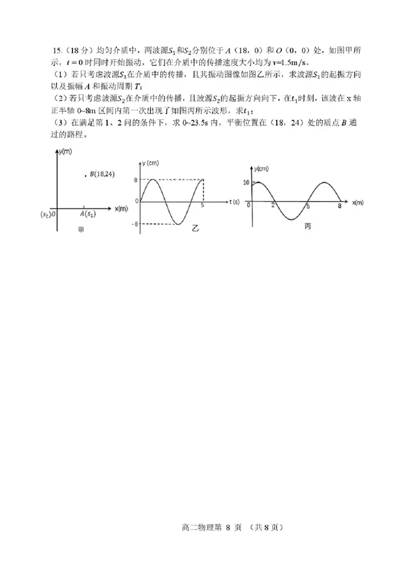 辽宁省丹东市2024-2025学年高二下学期期末教学质量监测物理试卷（含答案）_2025年8月_250801辽宁省丹东市2024-2025学年高二下学期期末教学质量监测（全科）
