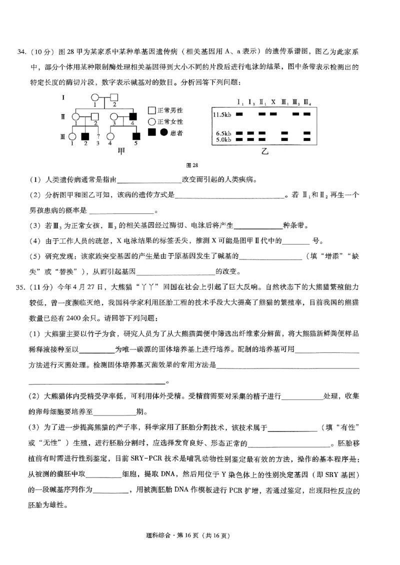 昭通市2024届理综试卷_2024届云南省昭通市高三上学期诊断性检测_2024届云南省昭通市高三上学期诊断性检测理综