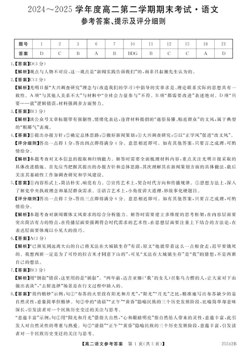 高二语文参考答案-unlocked_2025年7月_250723吉林省白山市五校2024-2025学年高二下学期期末联考（全科）_吉林省白山市五校2024-2025学年高二下学期期末考试语文试卷
