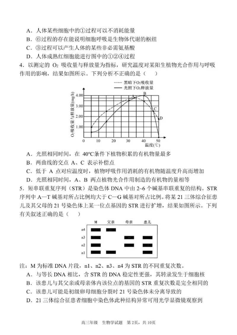 质量检测（三）生物试题_2025年12月_251222陕西省西安中学2025-2026学年高三上学期质量检测（三）（全科）_陕西省西安中学2025-2026学年高三上学期质量检测生物试卷（三）（含答案）