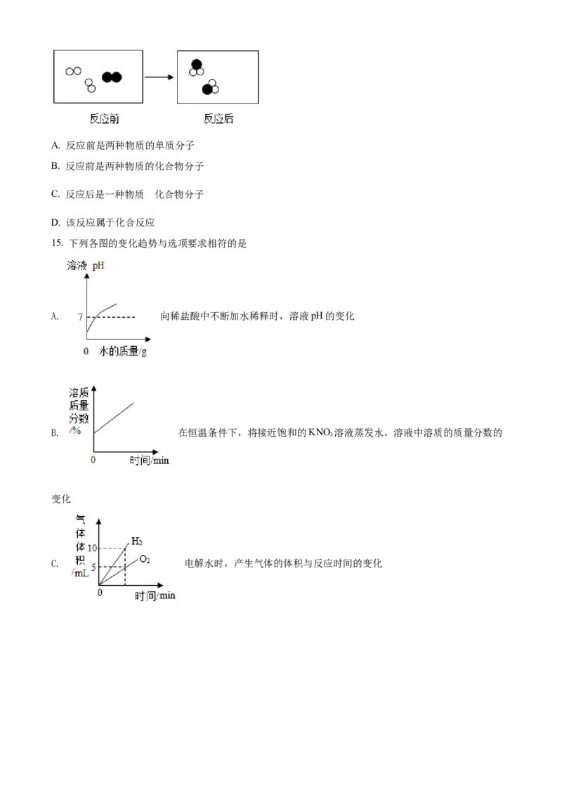 精品解析：2022年湖南省郴州市中考化学真题（原卷版）_中考真题_5.化学中考真题2015-2024年_地区卷_湖南省_郴州化学17-22