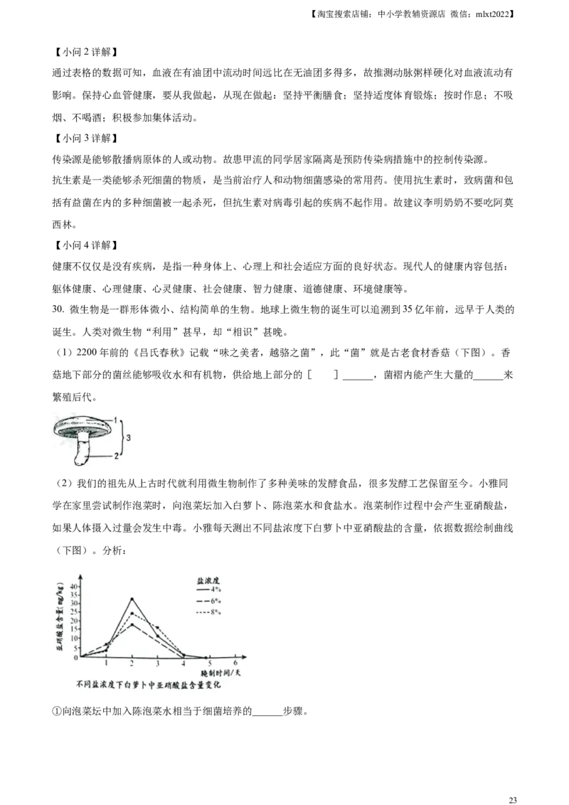 精品解析：2023年山东省烟台市中考生物真题（解析版）_中考真题_8.生物中考真题2015-2024年_2023年全国中考生物7.20_精品解析：2023年山东省烟台市中考生物真题