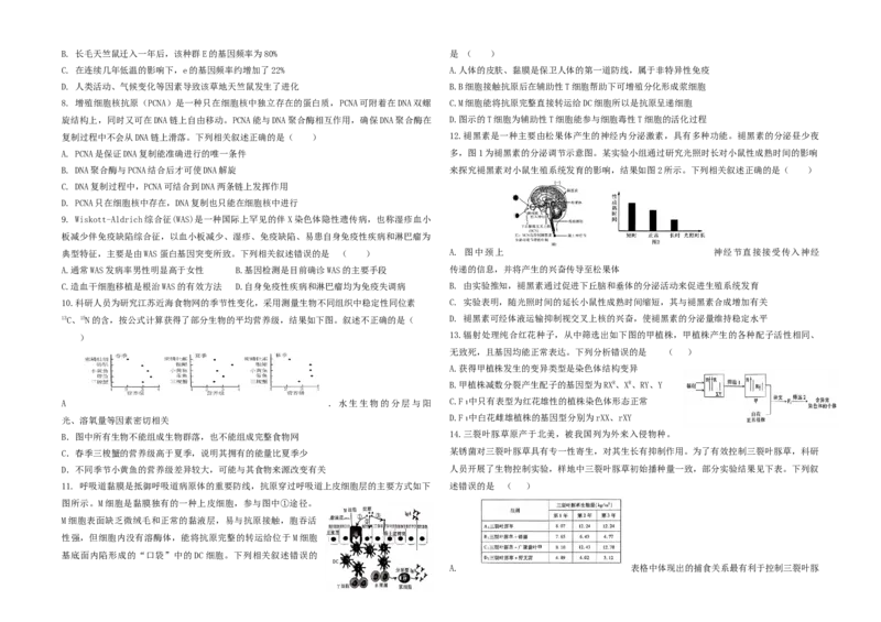 福建省莆田第六中学2024届高三上学期1月质检模拟测试生物_2024届福建省莆田第六中学高三上学期1月质检模拟测试
