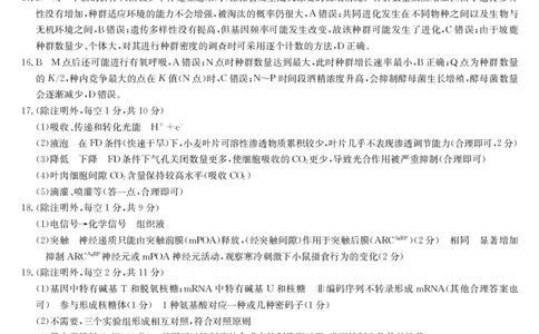 生物答案-12月高三联考专版（H）_2025年12月_251218河南九师联盟2026届高三上学期12月联考（全科）_河南九师联盟2026届高三上学期12月联考生物