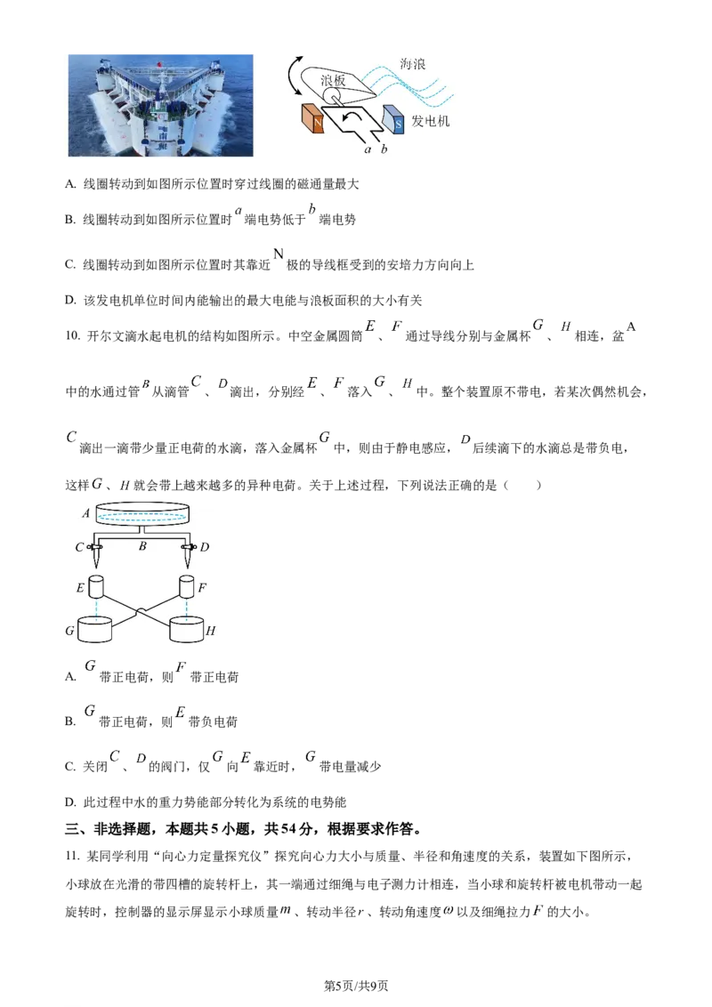 精品解析：2024届广东省佛山市普通高中教学质量检测物理试题（一）（原卷版）_2024届广东省佛山市普通高中高三上学期期末教学质量检测（一）