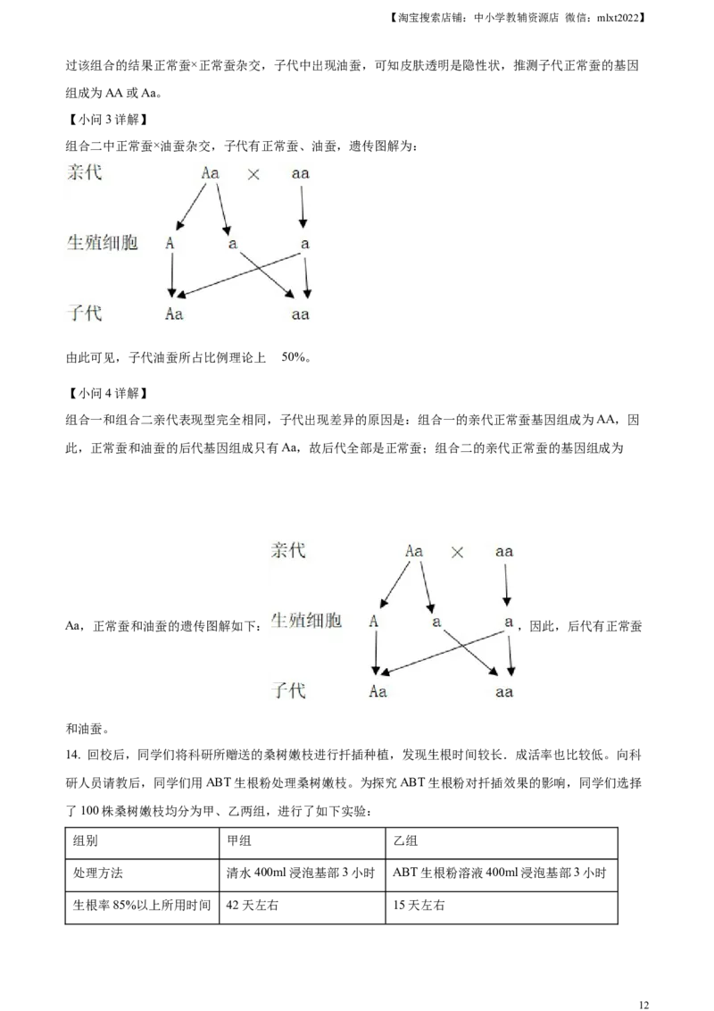 精品解析：2024四川省南充市中考生物真题（解析版）_中考真题_8.生物中考真题2015-2024年_2024年中考生物真题_精品解析：2024四川省南充市中考生物真题doc
