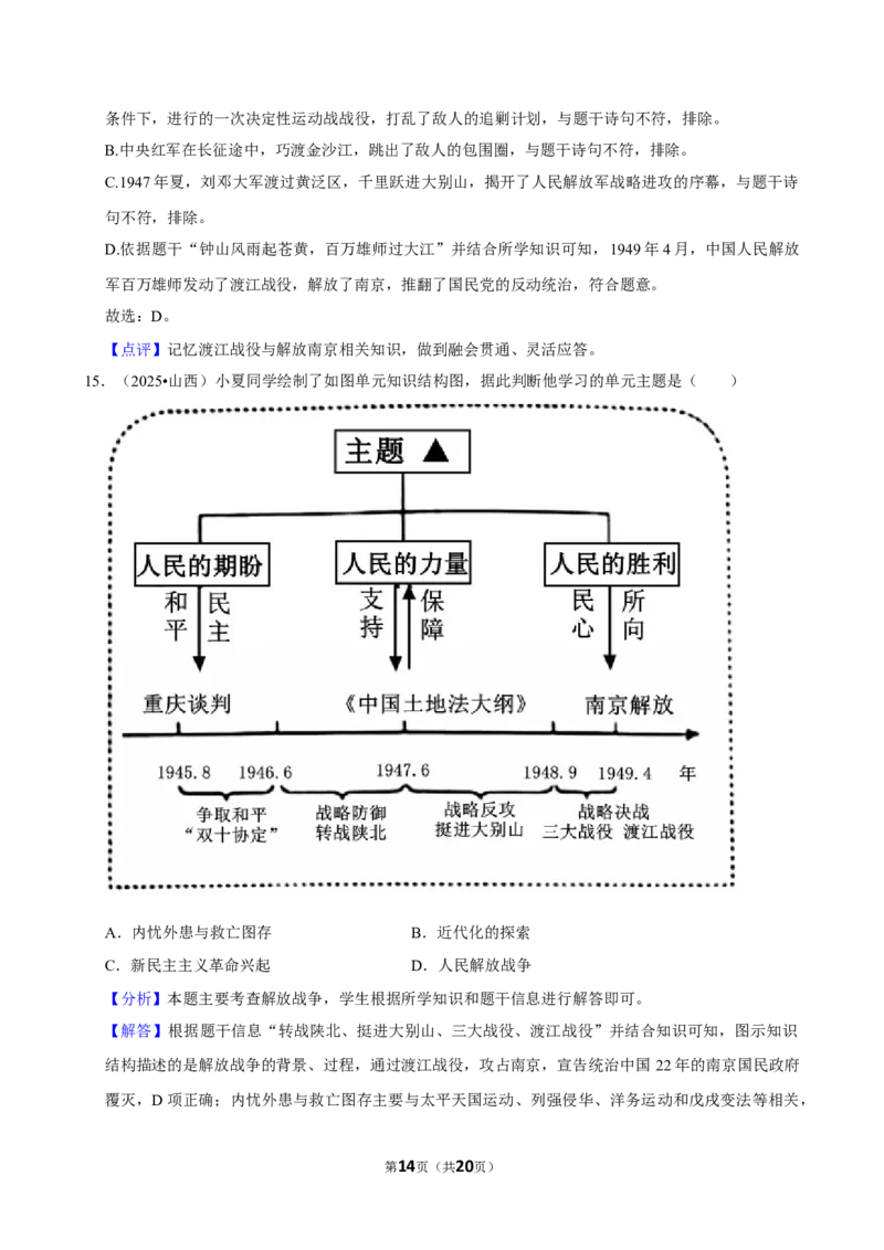 2026年中考历史常考考点专题之人民解放战争_162026年中考七科常考考点专题资料_006中考历史常考考点专题