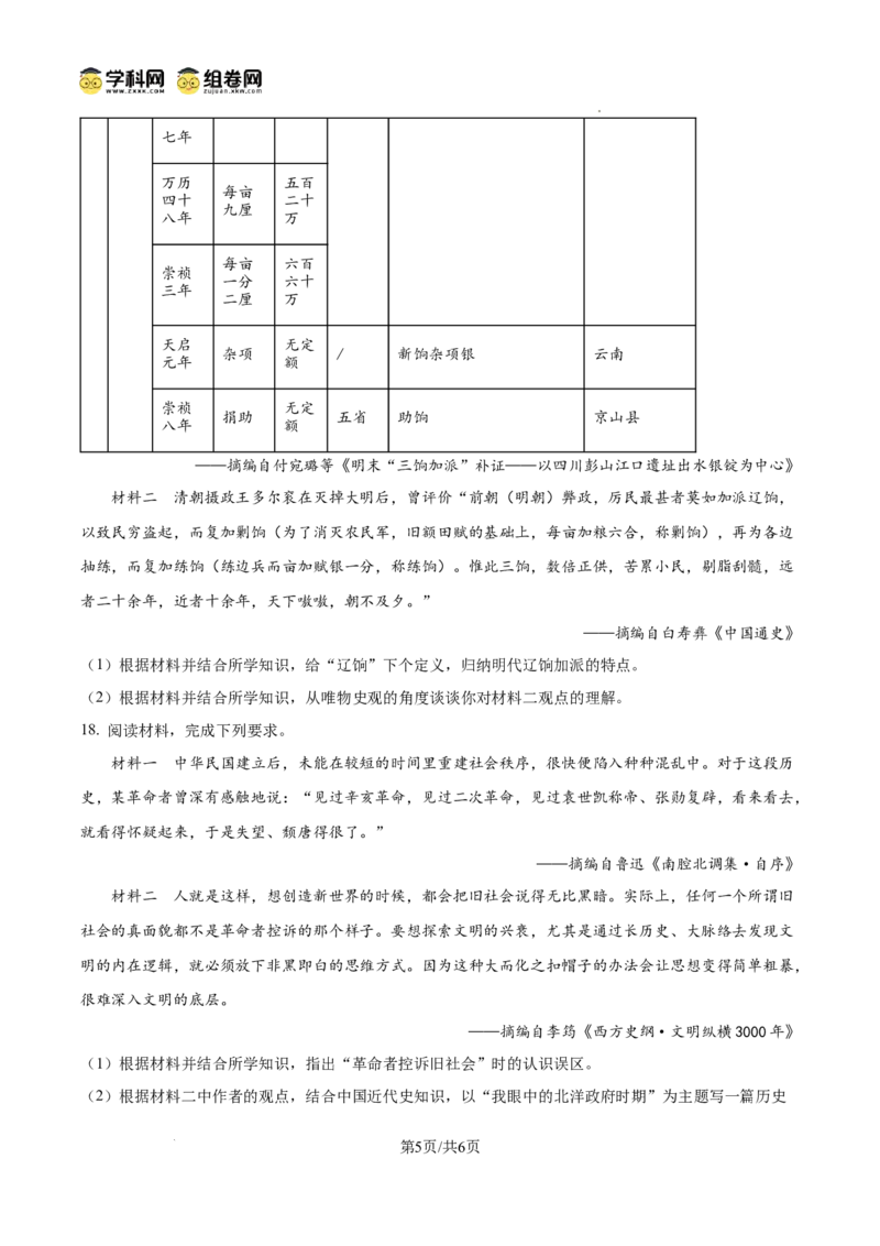 精品解析：湖南省邵阳市2024-2025学年高二下学期期末考试历史试题（原卷版）_2025年7月_250706湖南省邵阳市2024-2025学年高二下学期7月期末考试（全科）