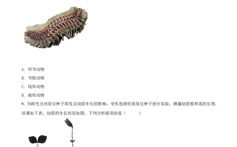 精品解析：2022年山东省泰安市中考生物真题（原卷版）_中考真题_8.生物中考真题2015-2024年_2022年全国中考生物114份14