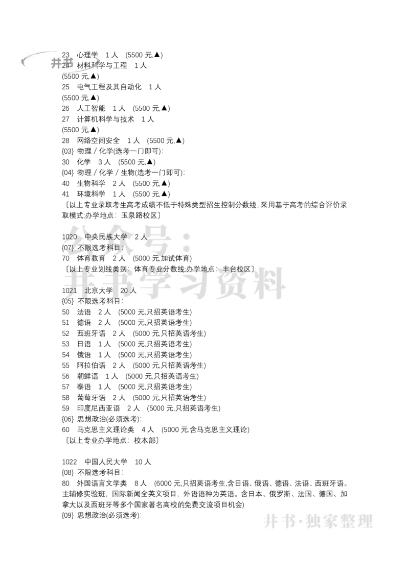 北京市2022年普通高等学校招生专业目录(本科提前批)（独家整理）_1.高考2025全国各省真题+答案_必看高考志愿填报价值2999_高考志愿填报_05-北京_北京高考录取数据-17-23年