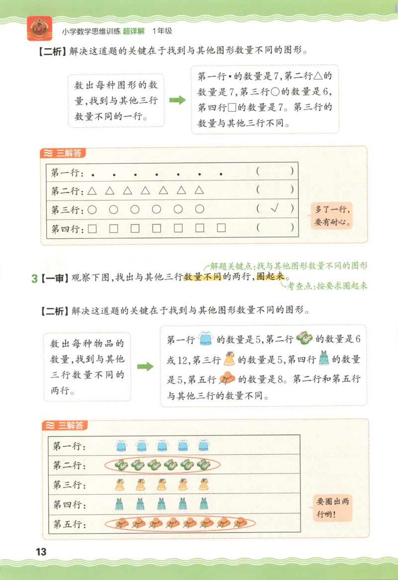 答案_25秋小学语数英习题试卷_数学_25秋《王朝霞数学思维训练超详解》1-6年级上_王朝霞数学思维训练超详解1