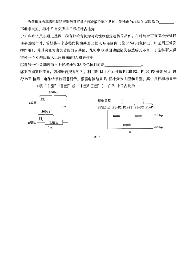 重庆市巴蜀中学2026届高考适应性月考卷（五）生物_2025年12月_251228重庆市巴蜀中学2026届高考适应性月考卷（五）（全科）