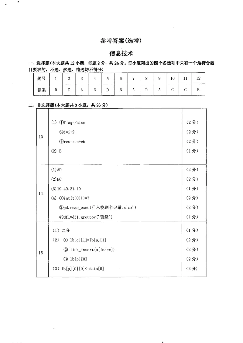 答案_2024届浙江省宁波市镇海中学高三12月首考模拟_浙江省宁波市镇海中学2024届高三12月首考模拟技术