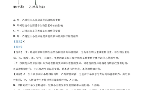 精品解析：2022年山东省泰安市中考生物真题（解析版）_中考真题_8.生物中考真题2015-2024年_2022年全国中考生物114份14