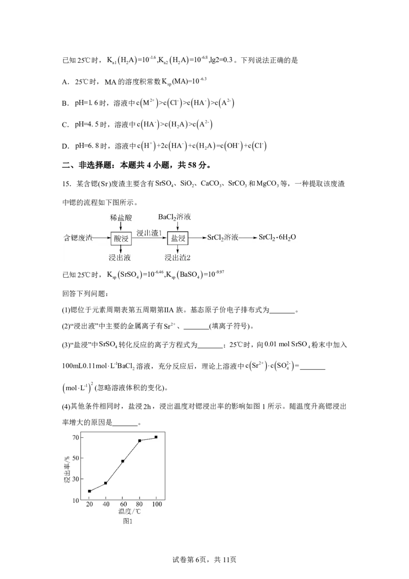 安徽2025年高考安徽卷化学高考真题文档版_1.高考2025全国各省真题+答案_00.2025各省市高考真题及答案（按省份分类）_10、安徽卷（9科全）_5.化学