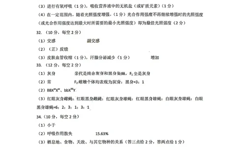 理综答案(1)_2024届山西省临汾市高考考前适应性训练考试(一)_2024届山西省临汾市高考考前适应性训练考试(一)理综