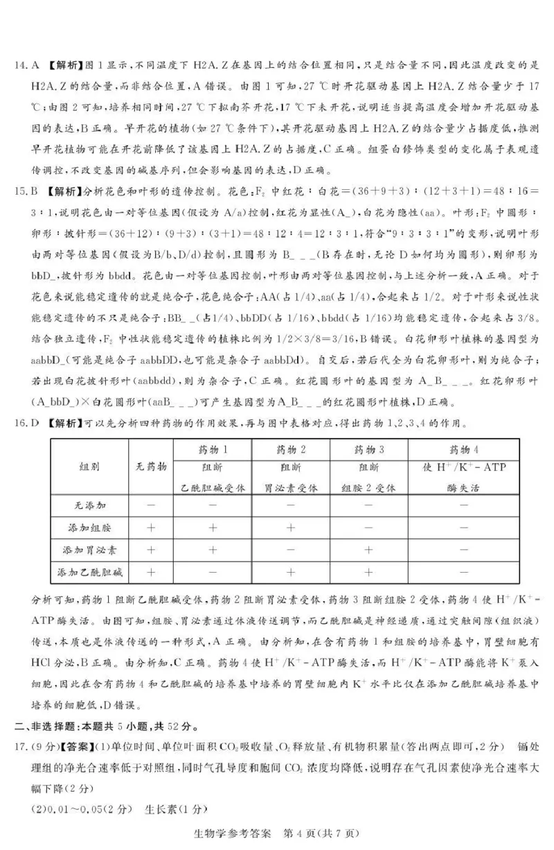 湘豫名校联考2025-2026学年高三上学期12月月考生物答案_2025年12月_251225河南省湘豫名校联考2025年12月高三上学期质量检测（全科）