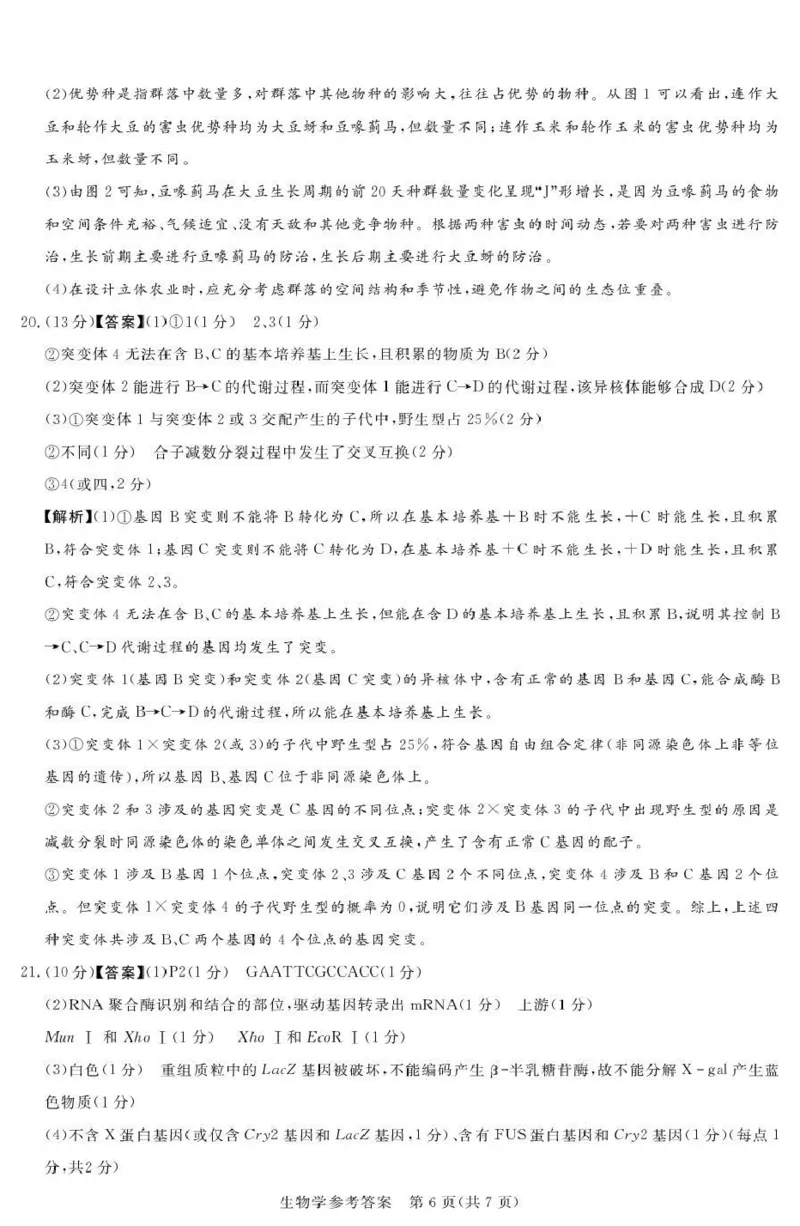 湘豫名校联考2025-2026学年高三上学期12月月考生物答案_2025年12月_251225河南省湘豫名校联考2025年12月高三上学期质量检测（全科）