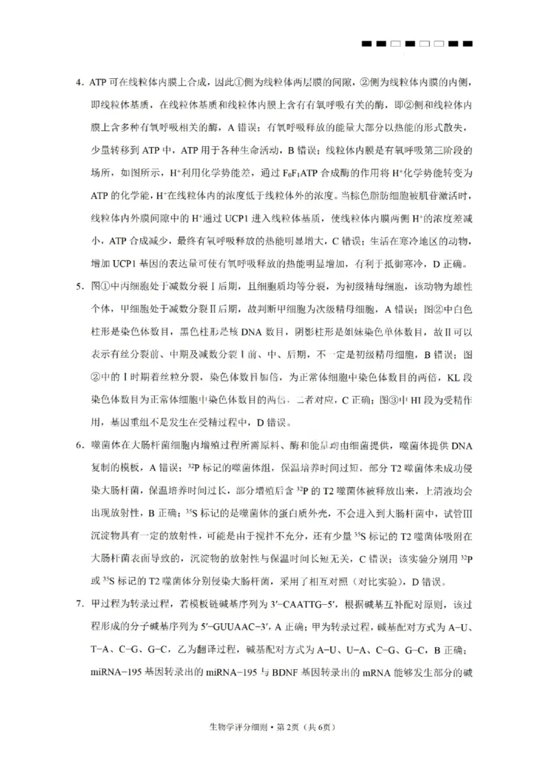 生物答案-2026届云南三校高考备考实用性联考卷（四）_2025年11月_2511162026届云南省三校高三上学期高考备考实用性联考卷（四）（全科）