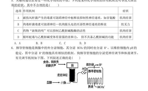 安徽省六安第一中学2024届高三上学期第五次月考生物_2024届安徽省六安第一中学高三上学期第五次月考