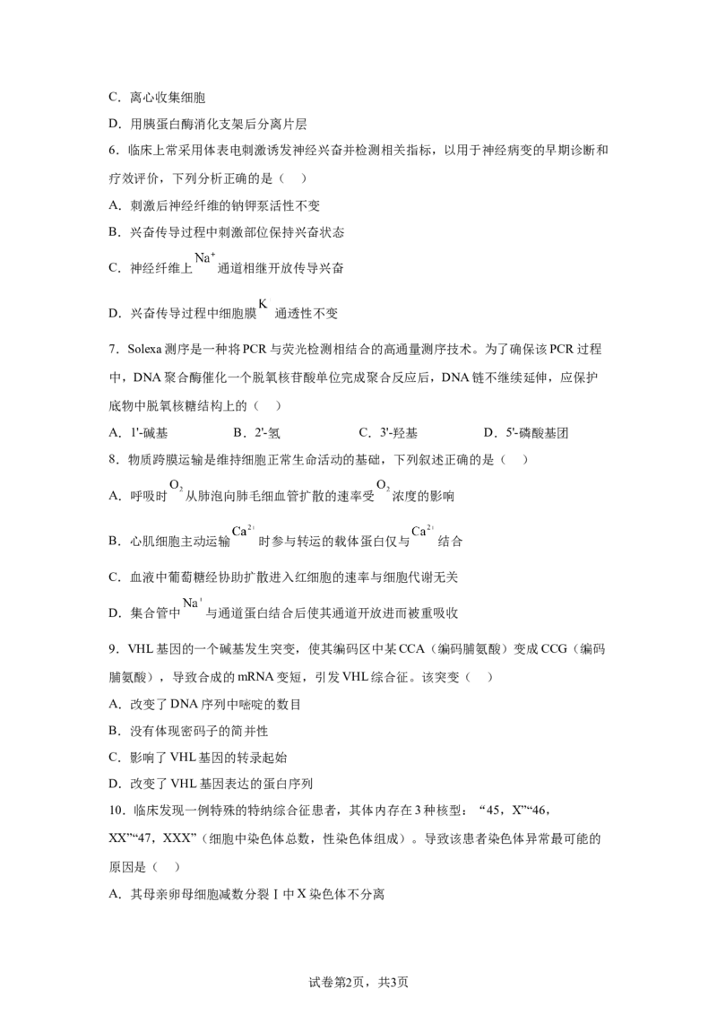 广东2025年高考广东卷生物高考真题文档版-A4答案卷尾_1.高考2025全国各省真题+答案_00.2025各省市高考真题及答案（按省份分类）_4、广东卷（9科全）_6.生物