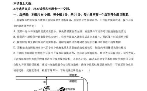 精品解析：山东省枣庄市2023-2024学年高三1月期末质量检测生物试题（原卷版）_2024届山东省枣庄市高三上学期期末考试试题_2024届山东省枣庄市高三上学期期末考试试题生物