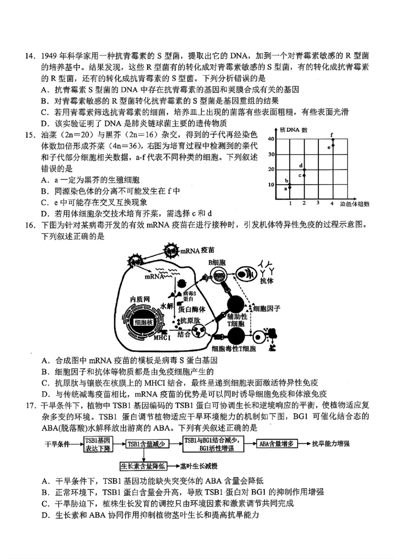 生物-浙江宁波市九校2025年高二下学期6月期末_2025年7月_250701浙江宁波市九校2025年高二下学期6月期末（全科）