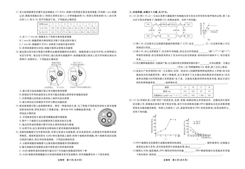 生物辽宁省县域重点高中2024-2025学年度高二下学期期末考试_2025年7月_250725衡中同卷&middot;辽宁省县域重点高中2024-2025学年度高二下学期期末考试（全科）