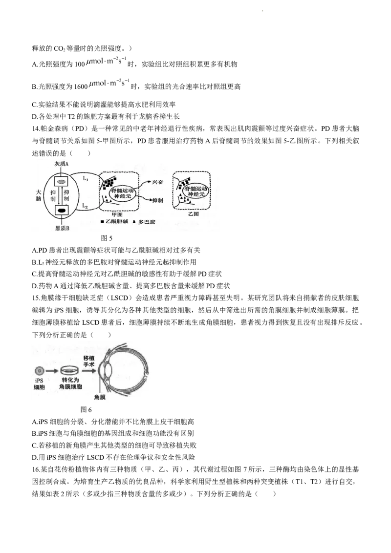 广东省大湾区2024届高三上学期联合模拟考试（一）生物_2024届广东省大湾区高三上学期联合模拟考试（一）