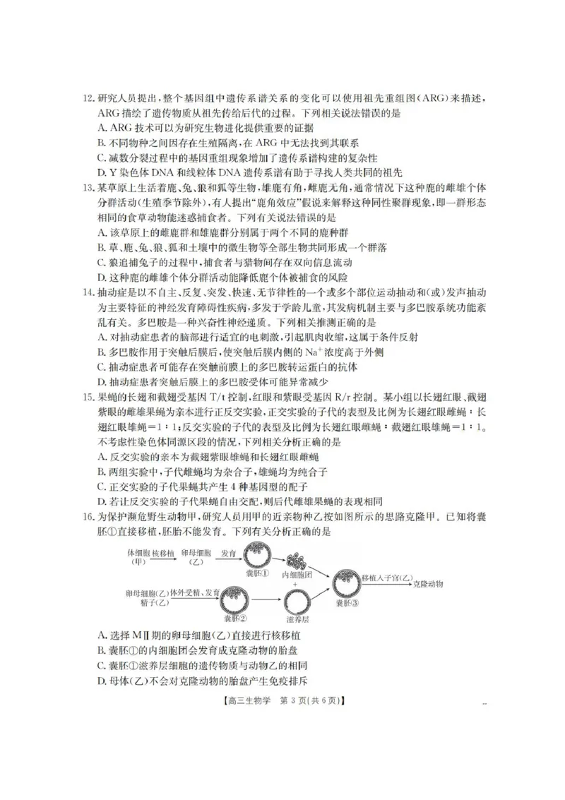 青海省金太阳2025-2026学年高三上学期11月月考生物试题（含答案）_251125青海省金太阳2025-2026学年高三上学期11月联考（全科）