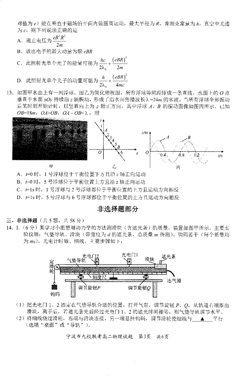 物理-浙江宁波市九校2025年高二下学期6月期末_2025年7月_250701浙江宁波市九校2025年高二下学期6月期末（全科）
