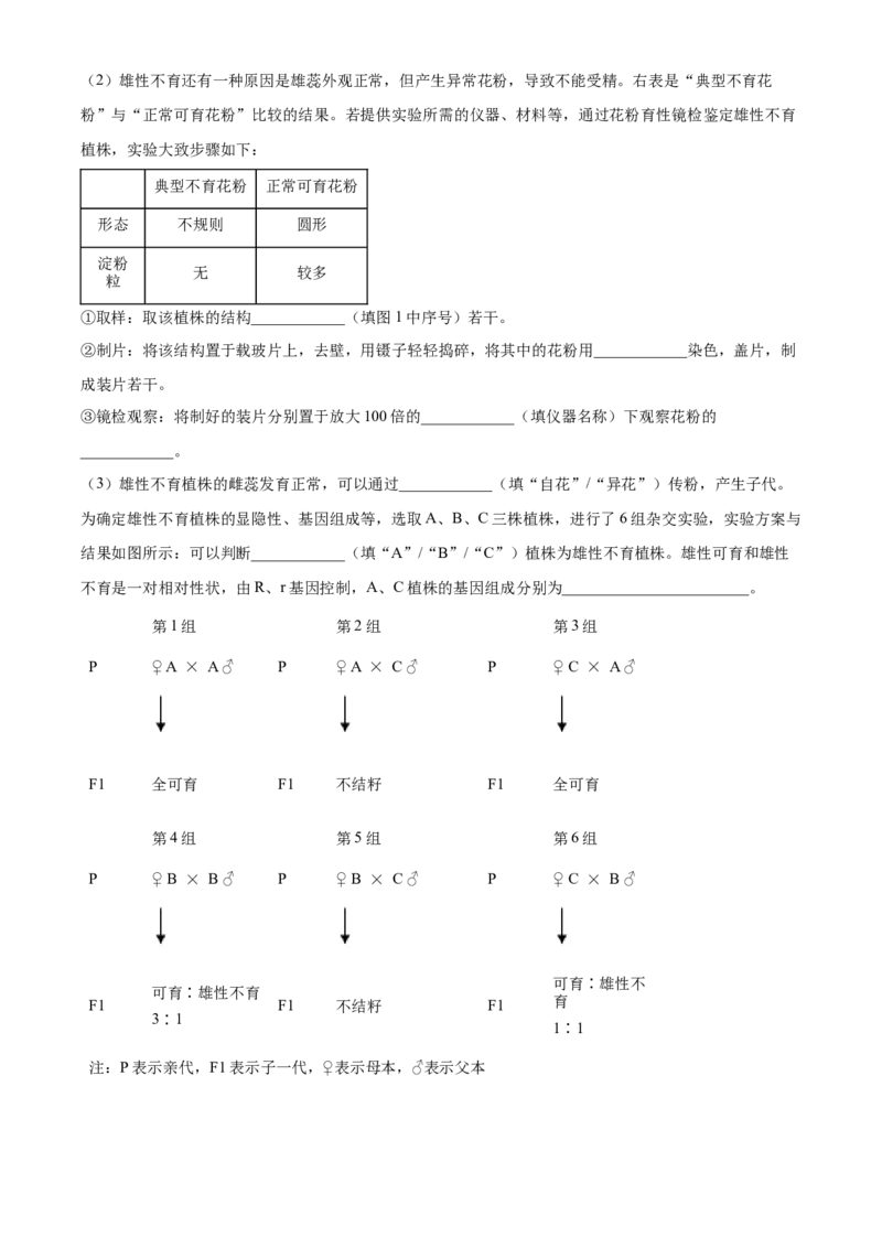 精品解析：2022年湖南省株洲市中考生物真题（原卷版）_中考真题_8.生物中考真题2015-2024年_2022年全国中考生物114份14