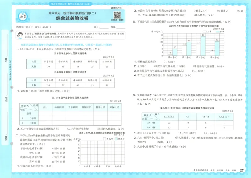 试卷_25秋小学语数英习题试卷_数学_苏教版_数学《王朝霞考点梳理时习卷》苏教25秋(1)_考点梳理时习卷数学SJ5上