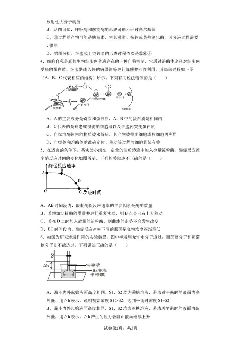 丰城九中2023-2024学年上学期高三第三次段考生物试卷_2024届江西省宜春市丰城市第九中学高三上学期12月月考_江西省宜春市丰城市第九中学2024届高三上学期12月月考生物