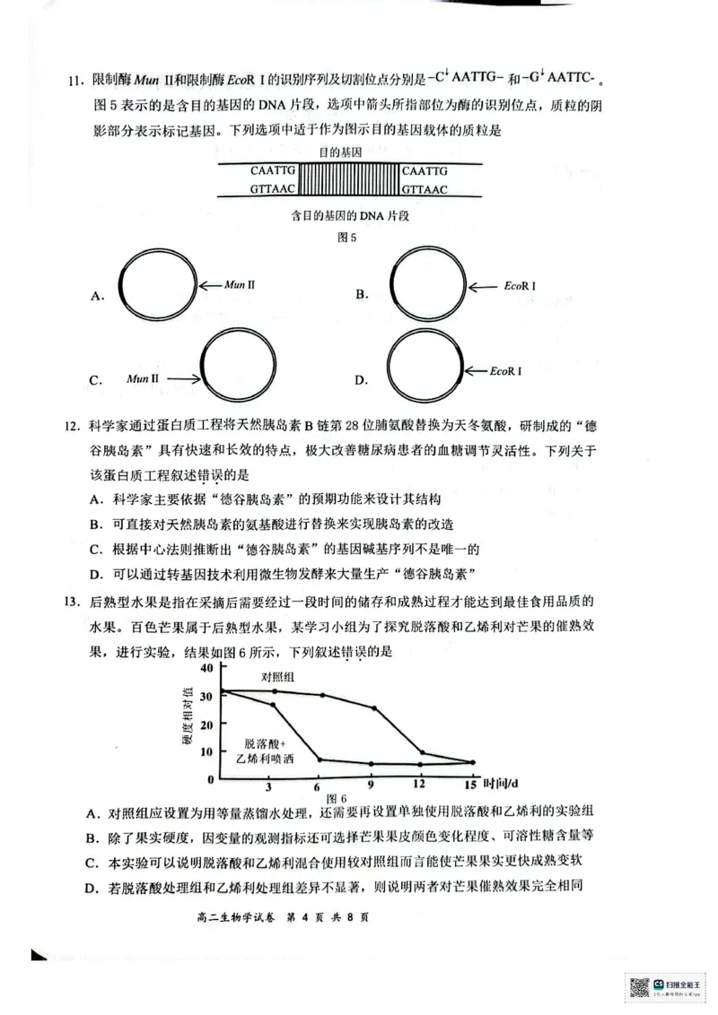 生物试卷_2025年7月_250706广西壮族自治区2025年春季学期百色市高中高二年级期末教学质量调研测试（全科）_广西壮族自治区2025年春季学期百市高中高二年级期末教学质量调研测试生物