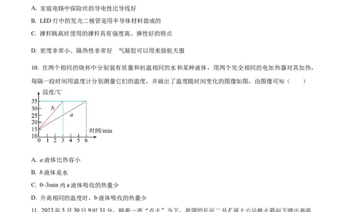 精品解析：2023年湖北省宜昌市中考理综物理试题（原卷版）_中考真题_4.物理中考真题2015-2024年_2023中考物理真题7.20_精品解析：2023年湖北省宜昌市中考理综物理试题