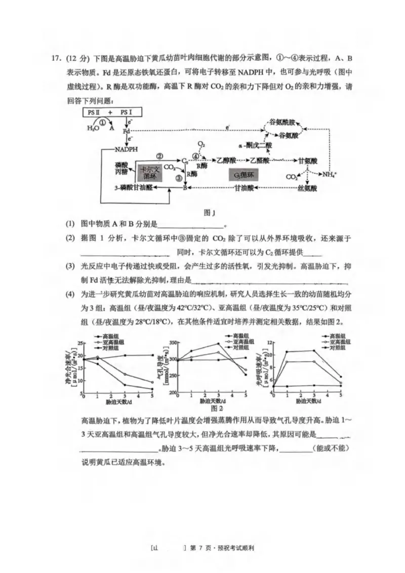 重庆市北碚区西南大学附属中学校2025-2026学年高三上学期12月月考生物试题（PDF版，无答案）_2025年12月_251214重庆市西南大学附属中学校2025-2026学年高三上学期12月月考