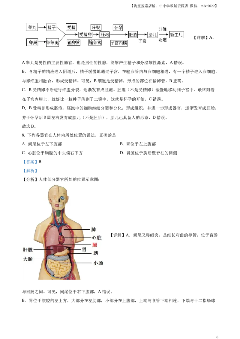 精品解析：2023年湖北省宜昌市中考生物真题（解析版）_中考真题_8.生物中考真题2015-2024年_2023年全国中考生物7.20_精品解析：2023年湖北省宜昌市中考生物真题