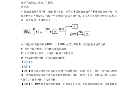 精品解析：2022年四川省达州市中考生物真题（解析版）_中考真题_8.生物中考真题2015-2024年_2022年全国中考生物114份14