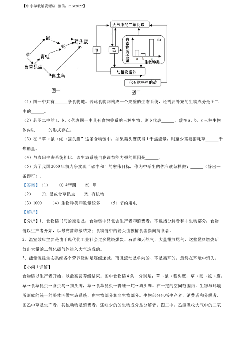 精品解析：2022年山东省滨州市中考生物真题（解析版）_中考真题_8.生物中考真题2015-2024年_2022年全国中考生物114份14