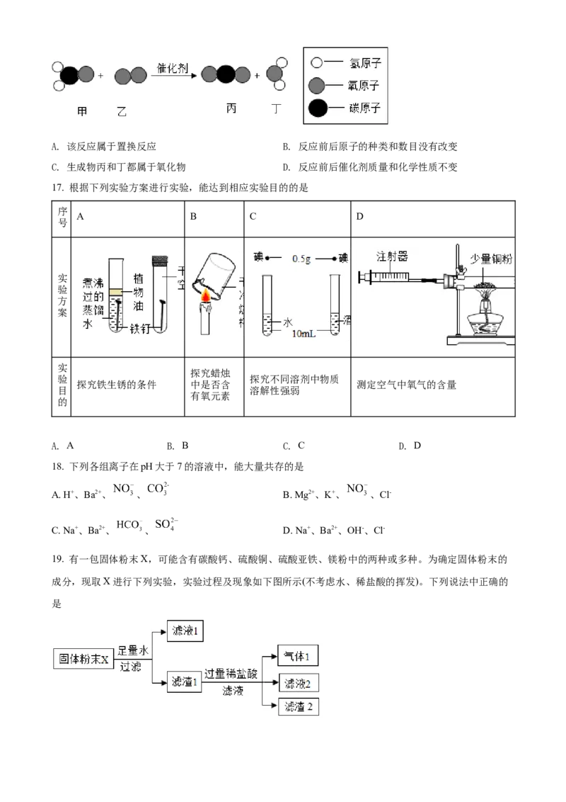 精品解析：2022年山东省泰安市中考化学真题（原卷版）_中考真题_5.化学中考真题2015-2024年_2022年中考化学真题（127份）14