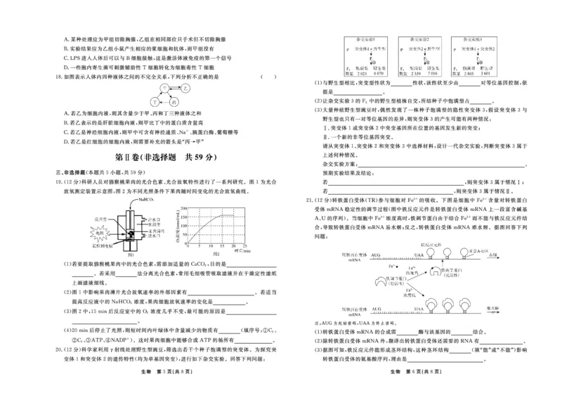 生物_2024届河北衡中同卷高三1月考试_河北衡中同卷2024届高三1月考试生物