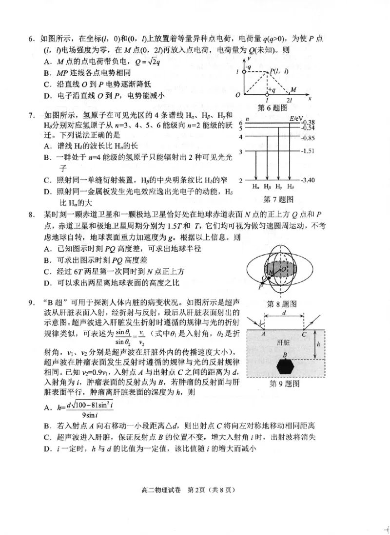 物理卷-2506衢州高二期末_2025年6月_250620浙江省衢州市2024-2025学年高二下学期6月教学质量检测（全科）_浙江省衢州市2024-2025学年高二下学期6月教学质量检测物理