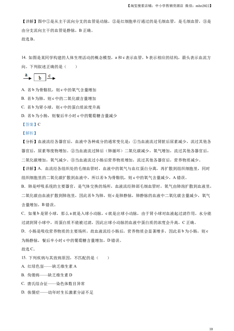 精品解析：2023年山东省临沂市中考生物真题（解析版）(1)_中考真题_8.生物中考真题2015-2024年_2023年全国中考生物7.20_精品解析：2023年山东省临沂市中考生物真题