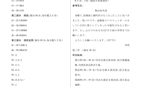 高二日语答案（2025年茂名市普通高中高二年级教学质量监测）_2025年7月_250707广东省茂名市2024-2025学年高二下学期期末教学质量监测（全科）