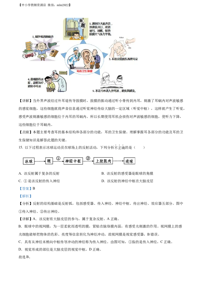 精品解析：2022年广西梧州市中考生物真题（解析版）_中考真题_8.生物中考真题2015-2024年_2022年全国中考生物114份14