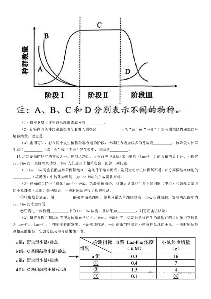 2025年福建高考生物真题及答案_1.高考2025全国各省真题+答案_00.2025各省市高考真题及答案（按省份分类）_6、福建卷（全科，持续更新）_6.生物